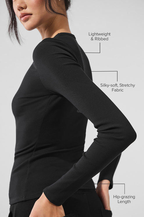 alo Women's Ribbed Modal Long Sleeve - Black