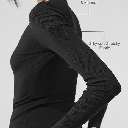 alo Women's Ribbed Modal Long Sleeve - Black