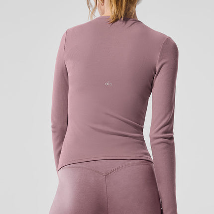 alo Women's Ribbed Modal Long Sleeve - Smoky Quartz