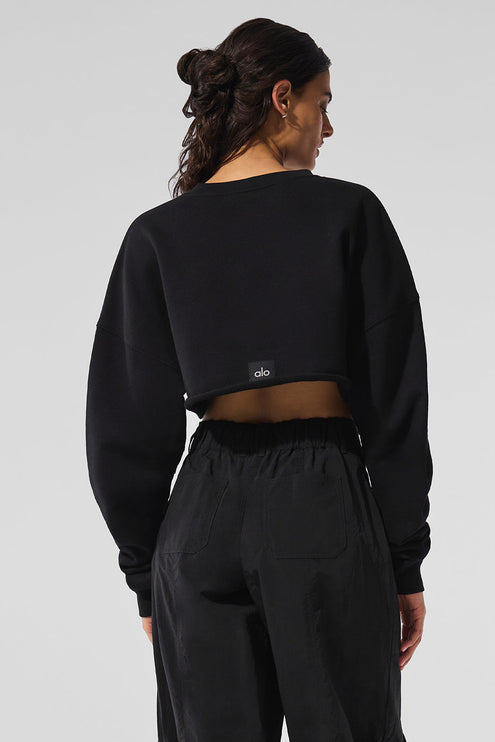 alo Women's Extreme Cropped Pullover - Black