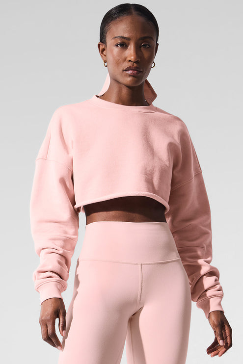 alo Women's Extreme Cropped Pullover - Pink Quartz
