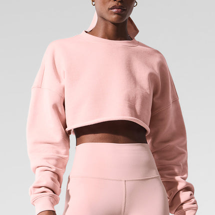alo Women's Extreme Cropped Pullover - Pink Quartz
