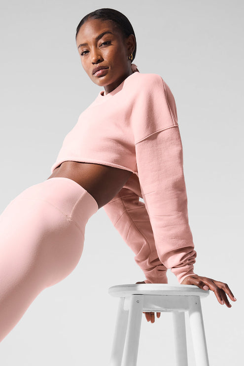 alo Women's Extreme Cropped Pullover - Pink Quartz