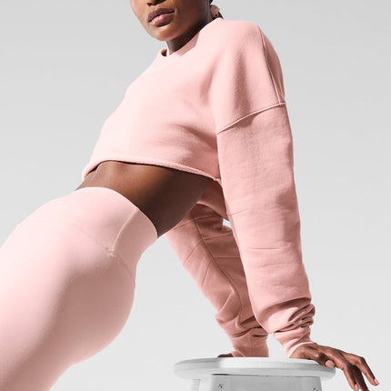 alo Women's Extreme Cropped Pullover - Pink Quartz