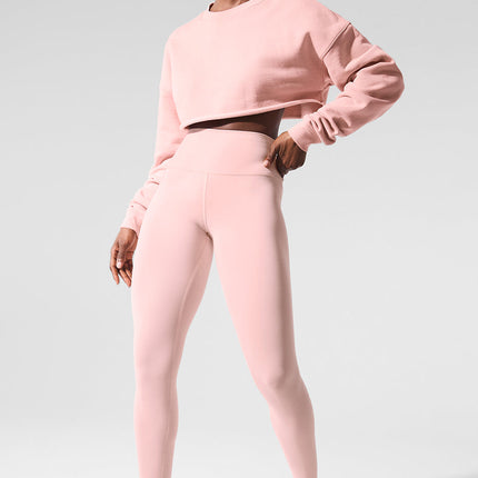 alo Women's Extreme Cropped Pullover - Pink Quartz