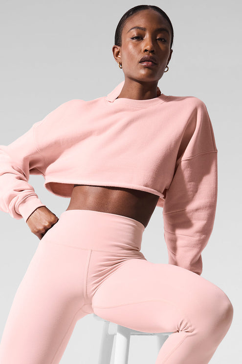 alo Women's Extreme Cropped Pullover - Pink Quartz