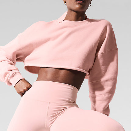 alo Women's Extreme Cropped Pullover - Pink Quartz