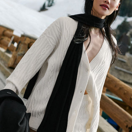 alo Women's Cable Knit Winter Bliss Cardigan - Ivory