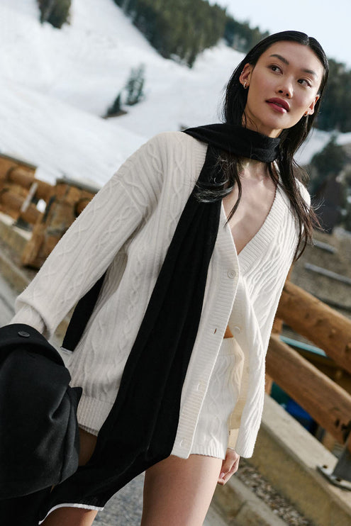 alo Women's Cable Knit Winter Bliss Cardigan - Ivory