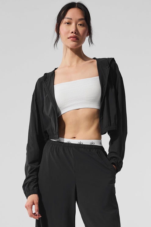 alo Women's Cropped Breezy Full-Zip Hoodie - Black