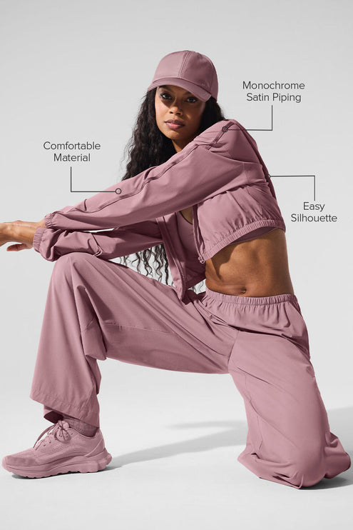 alo Women's Cropped Breezy Full-Zip Hoodie - Smoky Quartz