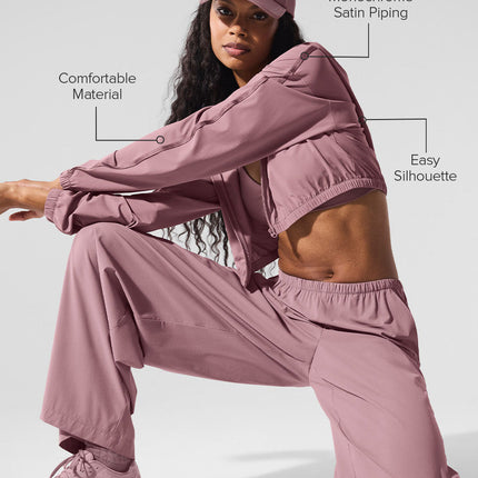 alo Women's Cropped Breezy Full-Zip Hoodie - Smoky Quartz