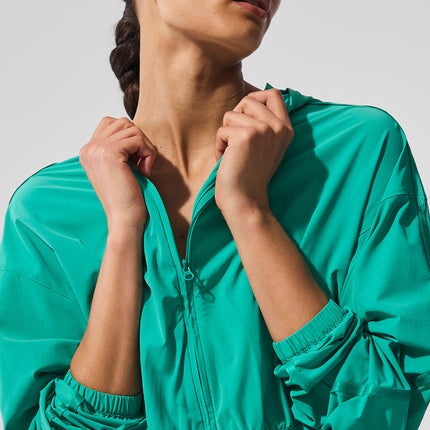 alo Women's Cropped Breezy Full-Zip Hoodie - Spruce Green