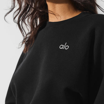alo Women's Cropped Accolade Crewneck - Black