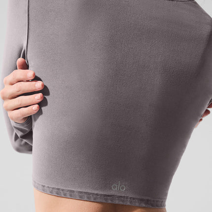 alo Women's Washed Alosoft Crop Finesse Long Sleeve - Cool Grey Wash