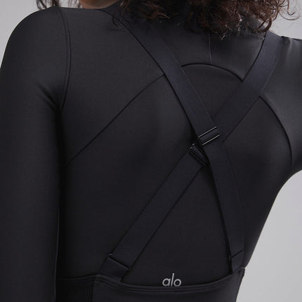 alo Women's Airlift Winter Warm Mesh Ski Time Long Sleeve - Black