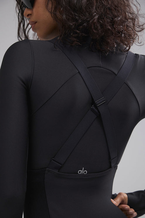 alo Women's Airlift Winter Warm Mesh Ski Time Long Sleeve - Black