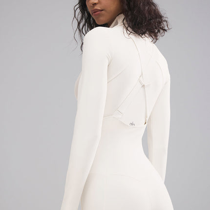 alo Women's Airlift Winter Warm Mesh Ski Time Long Sleeve - Ivory