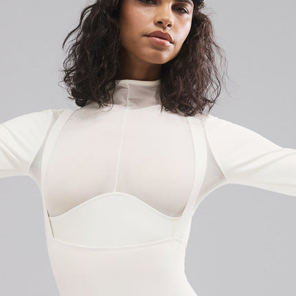 alo Women's Airlift Winter Warm Mesh Ski Time Long Sleeve - Ivory