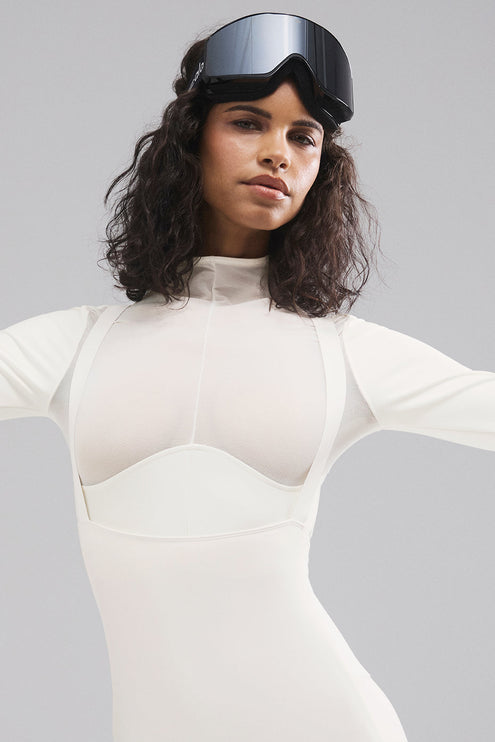alo Women's Airlift Winter Warm Mesh Ski Time Long Sleeve - Ivory