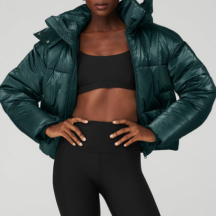 alo Women's Pearlized Pristine Puffer - Midnight Green