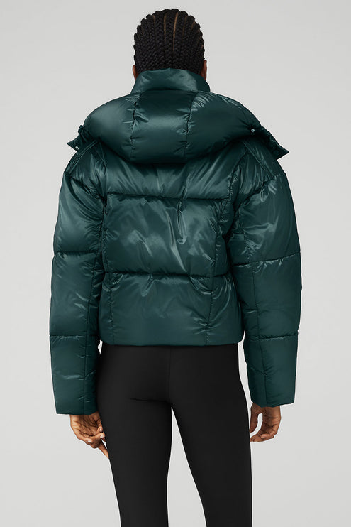alo Women's Pearlized Pristine Puffer - Midnight Green