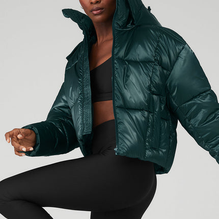 alo Women's Pearlized Pristine Puffer - Midnight Green