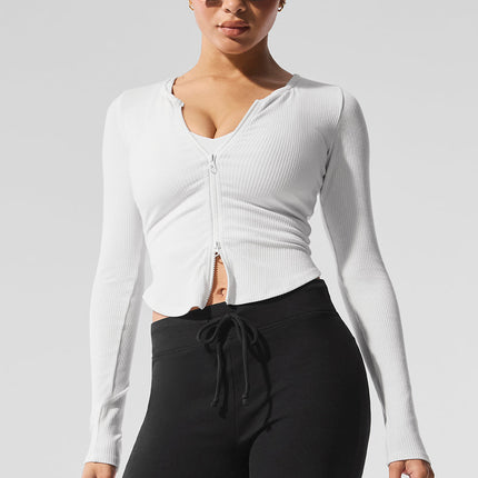 alo Women's Ribbed Stardust Long Sleeve - White