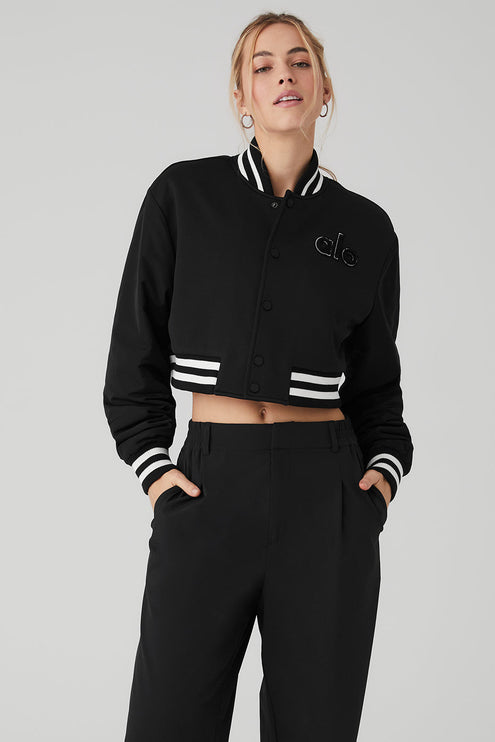 alo Women's Cropped G.O.A.T Jacket - Black