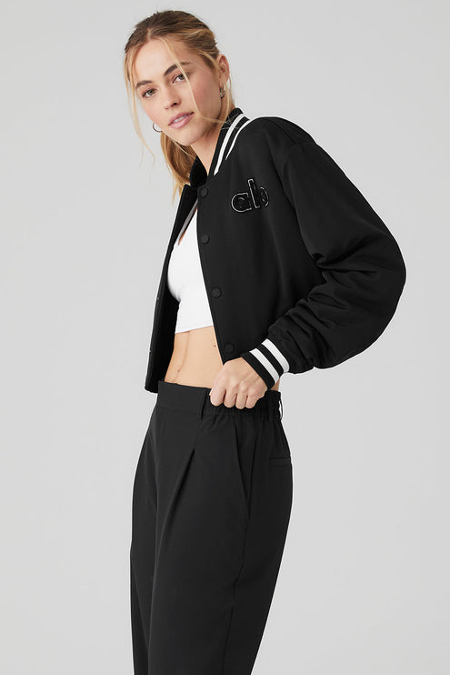 alo Women's Cropped G.O.A.T Jacket - Black
