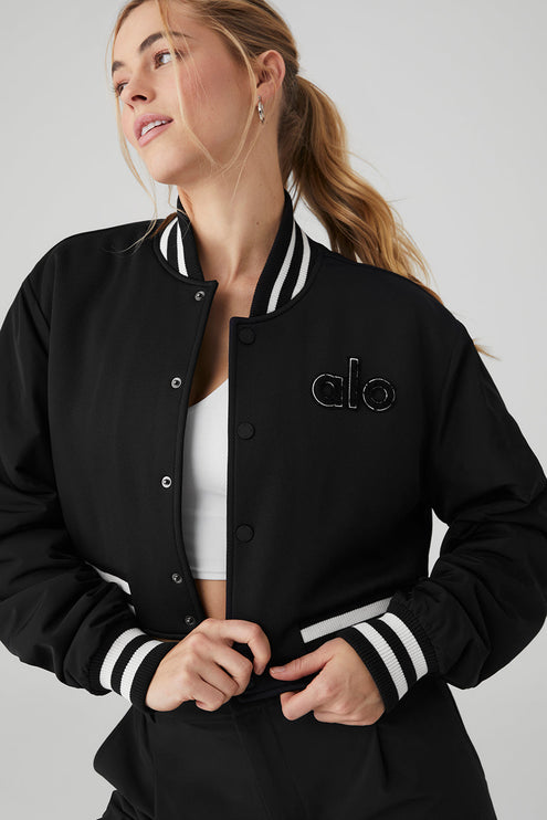 alo Women's Cropped G.O.A.T Jacket - Black