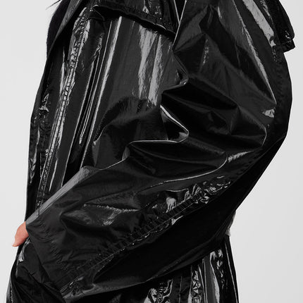 alo Women's Metallic Break Line Trench - Black Metallic
