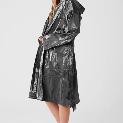 alo Women's Metallic Break Line Trench - Silver Metallic