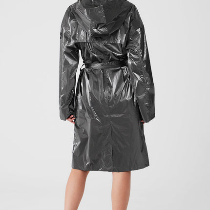 alo Women's Metallic Break Line Trench - Silver Metallic