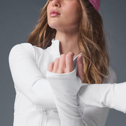 alo Women's Airbrush Corset Full Zip Jacket - White