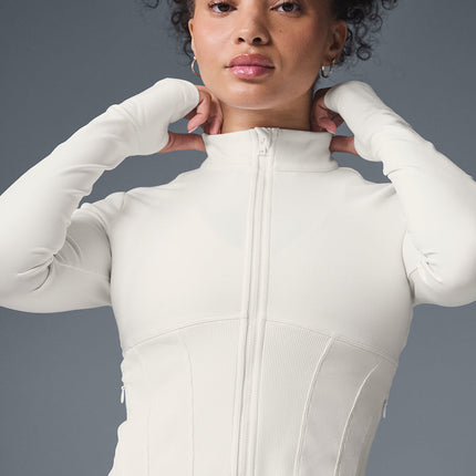 alo Women's Airbrush Corset Full Zip Jacket - Ivory