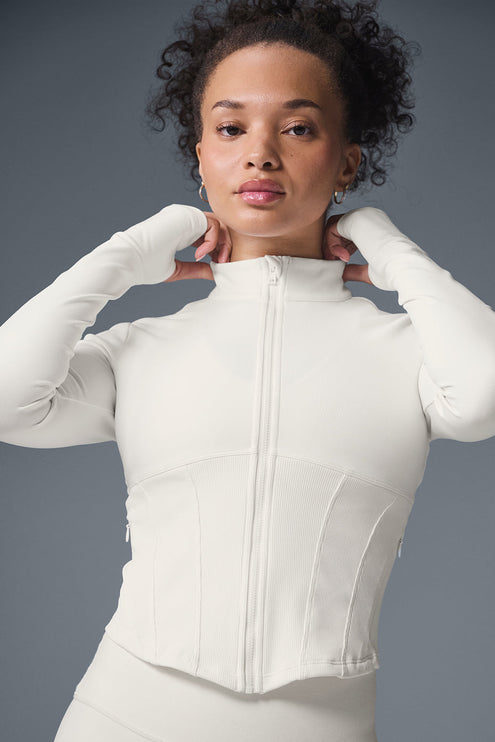 alo Women's Airbrush Corset Full Zip Jacket - Ivory