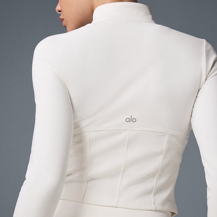 alo Women's Airbrush Corset Full Zip Jacket - Ivory