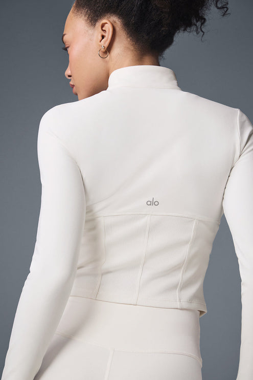 alo Women's Airbrush Corset Full Zip Jacket - Ivory