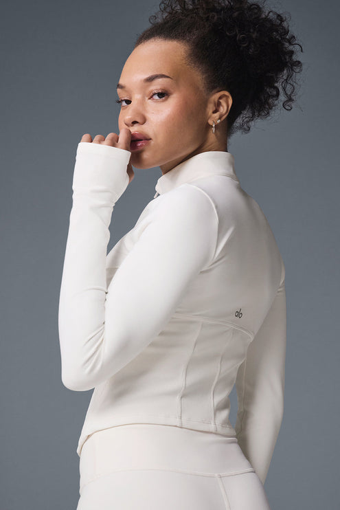 alo Women's Airbrush Corset Full Zip Jacket - Ivory