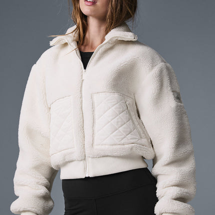 alo Women's Sherpa Edge Bomber - Ivory