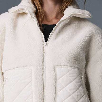 alo Women's Sherpa Edge Bomber - Ivory