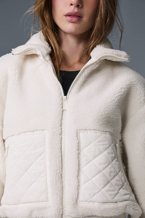 alo Women's Sherpa Edge Bomber - Ivory