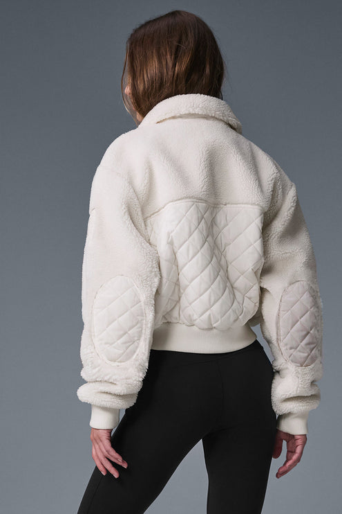 alo Women's Sherpa Edge Bomber - Ivory