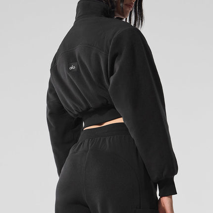 alo Women's Polar Fleece Cropped Wintry Mix Jacket - Black