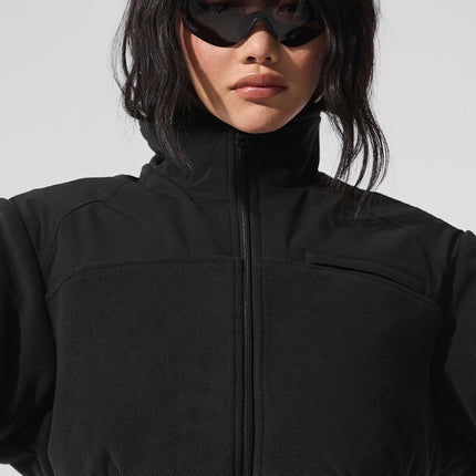 alo Women's Polar Fleece Cropped Wintry Mix Jacket - Black