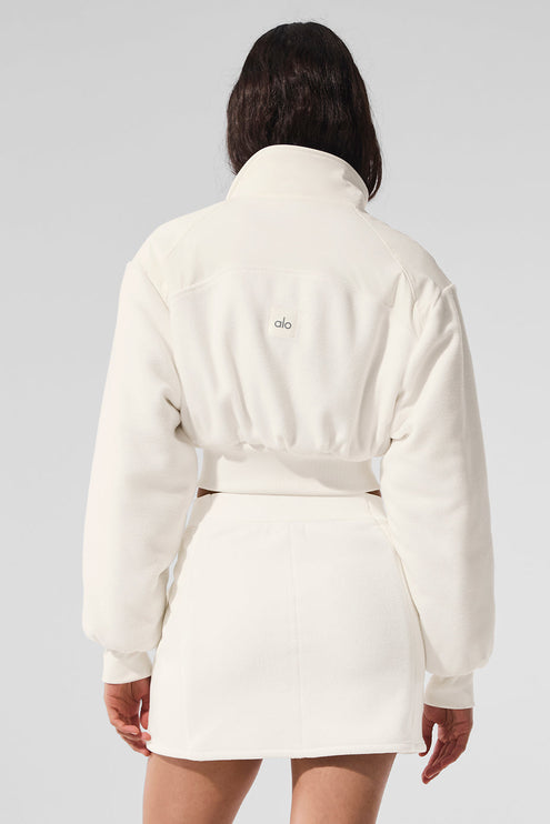alo Women's Polar Fleece Cropped Wintry Mix Jacket - Ivory