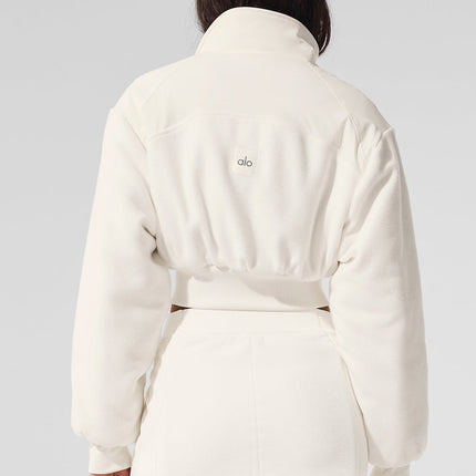 alo Women's Polar Fleece Cropped Wintry Mix Jacket - Ivory