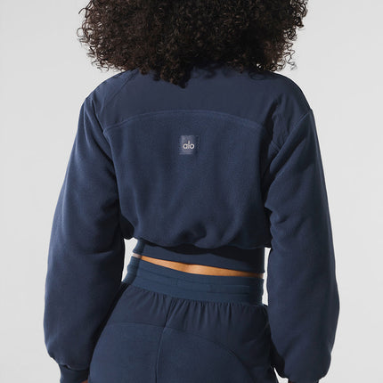 alo Women's Polar Fleece Cropped Wintry Mix Jacket - Navy