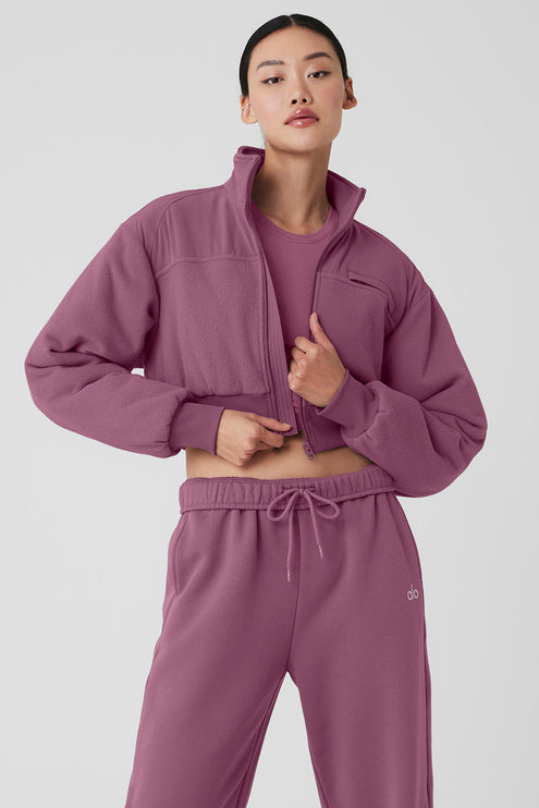 alo Women's Polar Fleece Cropped Wintry Mix Jacket - Soft Mulberry